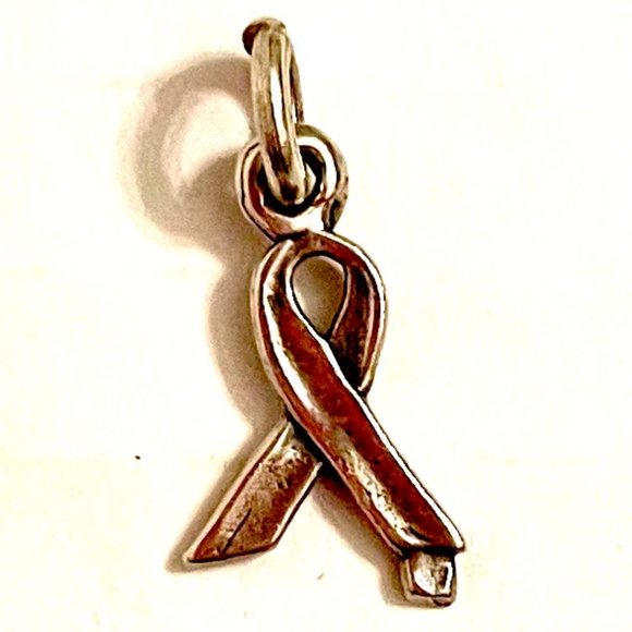 Vintage silver 925 AIDS ribbon 90s charm - Picture 1 of 5